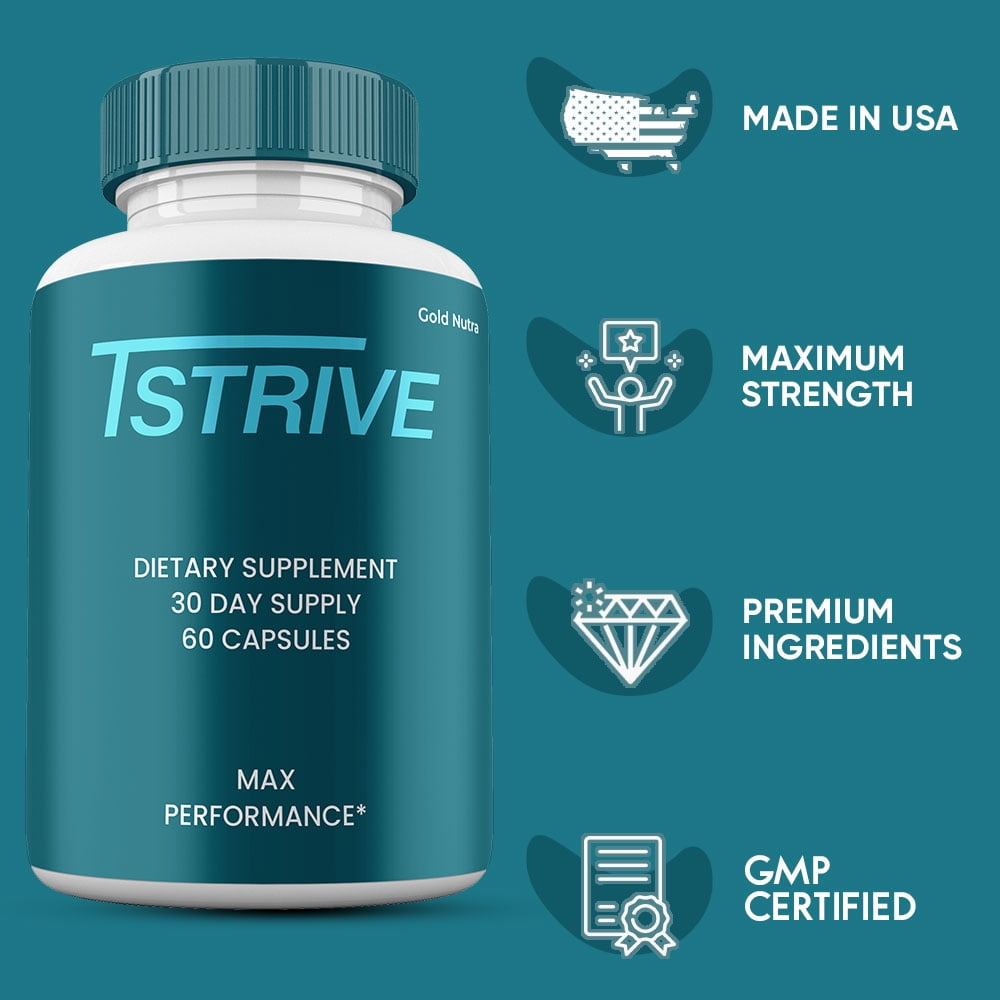 TStrive Capsules, Advanced Formula, T Strive Supplement All Natural Formula, Maximum Strength (3 Pack)