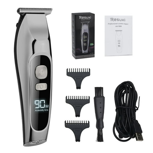 Amdohai Tondeuse Électrique Sans Fil USB pour Hommes avec Écran LED, 2 Vitesses Réglables, Kit de Coupe de Cheveux, Tondeuse pour Hommes, Barbiers, Maison