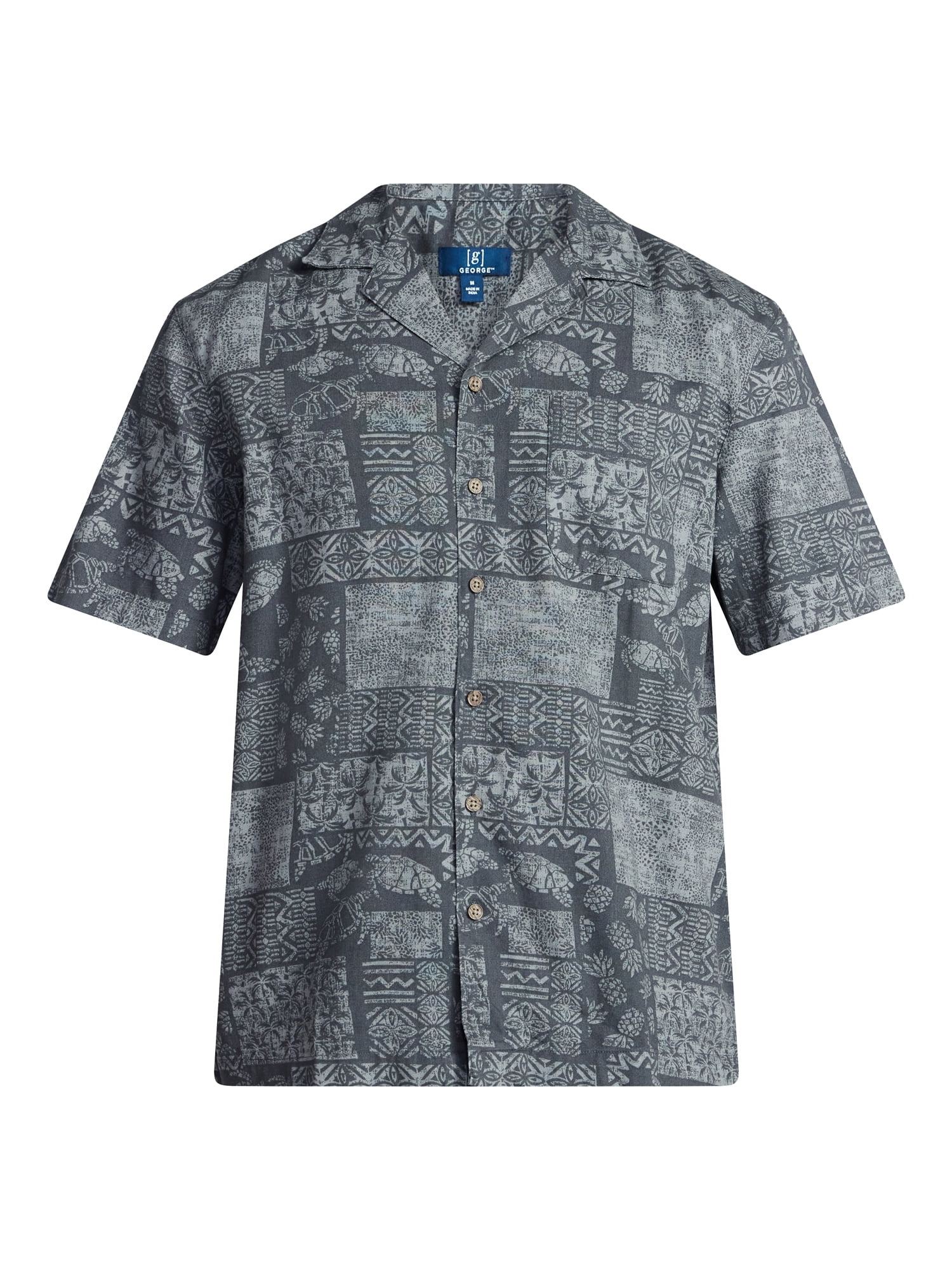 George Men's Relaxed Fit Linen Blend Camp Shirt with Short Sleeves, Sizes S-5XL, LT-3XLT