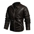 thumbnail image 3 of Chaqueta de cuero PU de cuello delgado para motocicleta de otoño e invierno para hombre, además de abrigo cálido de terciopelo vintage para hombre, 3 of 5