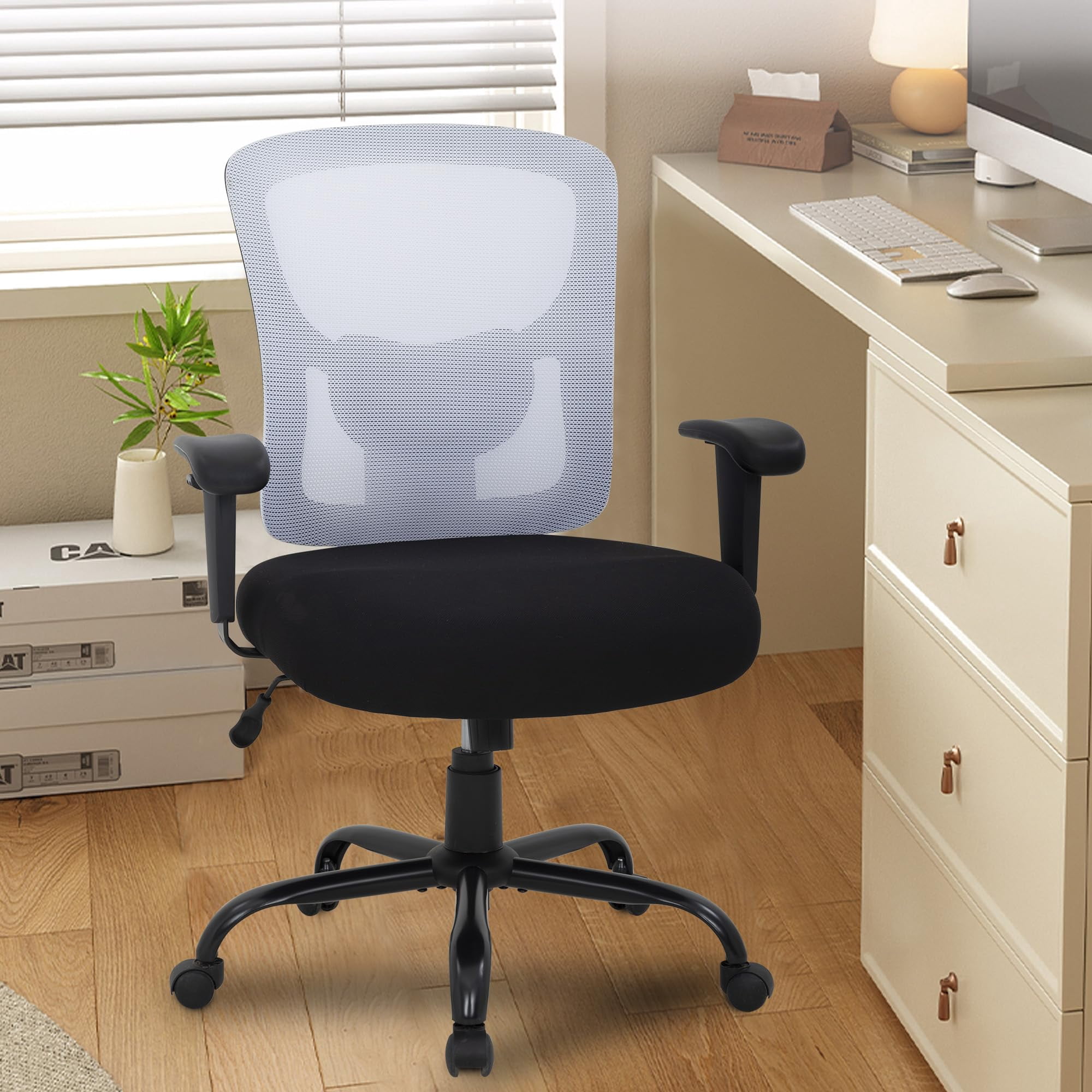 FDW 500lb Big & Tall Office Chair - Ergonomic w/Lumbar Support & Wide Seat for Home Office (White)