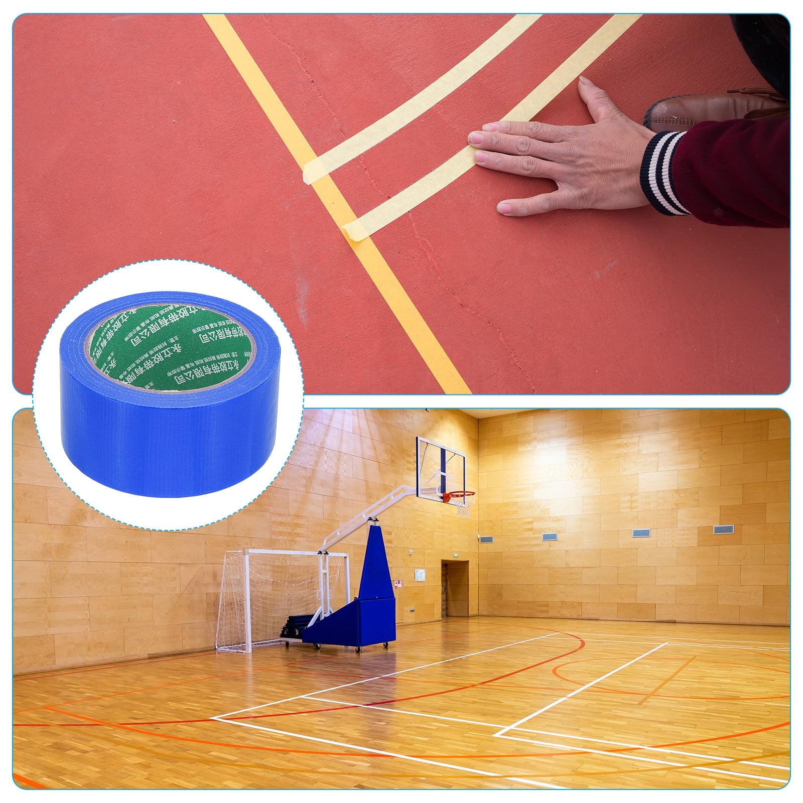 Uxcell Pickleball Ball Court Marking Tape 66ft, Marking Edge Guard Ultra-Adhesive Tape, Blue 2 Pcs