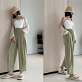 thumbnail image 6 of Lenpel Women's Casual Pants Elastic High Waisted Fold Pleated Palazzo Trousers Loose Lightweight Summer Lounge Pants, 6 of 6