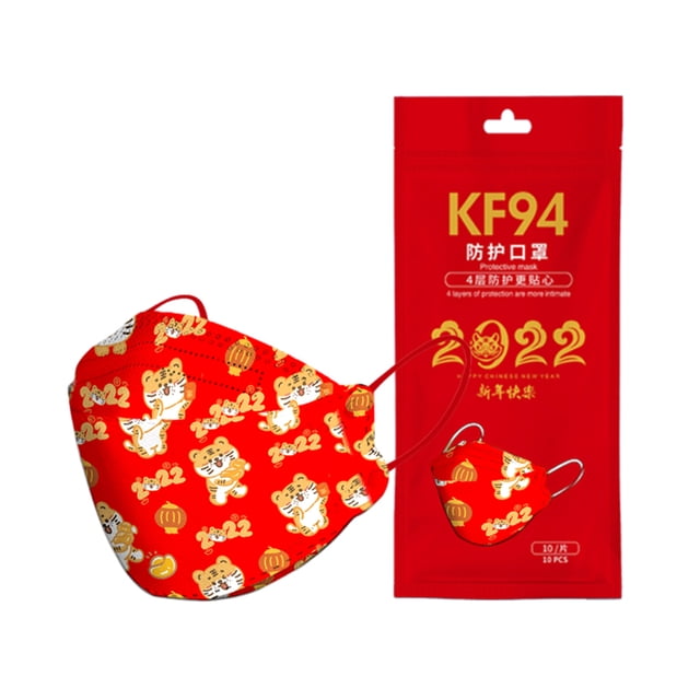 Paquete de 10 piezas para adultos KF94/2022 hilo de oreja roja tigre 2022 Máscara de Año Nuevo KF94 ANGGREK Otros