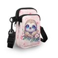 thumbnail image 3 of Chririnla 2 Zippers Cell Phone Purse for Yoga Travel, Polyester Lightweight Cross Body Phone Purse, Cute Sloth Floral Print, 3 of 10