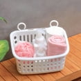 thumbnail image 3 of 3 Pcs Plastic Hanging Baskets for Shower, Hanging Basket Organizer With Hooks, Rectangle Small Hanging Storage Basket, Can Be Used in Kitchen, Pantry, shelf, Bedroom, Livingroom, Bathroom. (White), 3 of 6