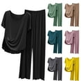 thumbnail image 1 of Qtocio Ensemble de Pyjama pour Femmes, Ensemble de Maison 2 Pcs Confortable et Ample à Manches Courtes avec Pantalon, 1 of 3