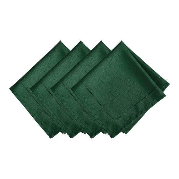 Elrene Home Fashions Alison - Servilletas De Tela Con Diseño De Borde Con Ojales, Resistente A Las Arrugas, Juego De 4, 17 X 17 Pulgadas, Bosque