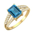 thumbnail image 2 of 7X5MM Emerald Swiss Blue Topaz 925 Sterling Silver Gold Plated Valentines Day Gifts Ring, 2 of 4