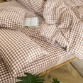 thumbnail image 6 of MooMee Gingham Duvet Cover Set Queen 100% Washed Cotton Linen Like Textured Breathable Lightweight 3-Piece (Dark Orange, 90"x90"), 6 of 8