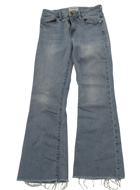 Pre-Owned Frame Le Crop Mini Boot Jeans in Blue Cotton
