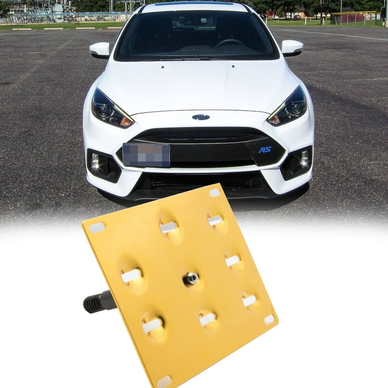 Xotic Tech Set Gold Front Bumper Tow License Plate Mount Bracket Relocator  Kit for Ford Focus RS 2016-2018 - No Drill 