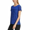 thumbnail image 3 of Calvin Klein Women's Short Sleeve Mesh Overlay Double Layer Tee Atlas Blue, 3 of 3