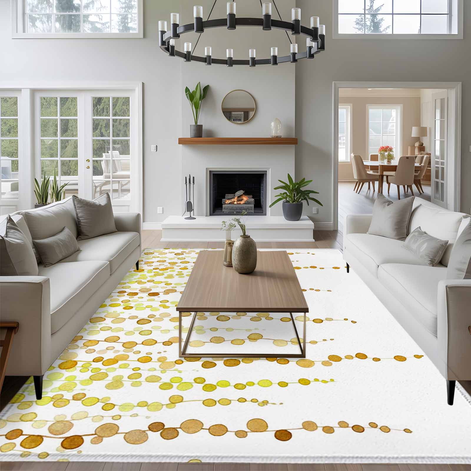 5'x7' Area Rugs for Living Room Bedroom, Sage Green Polka Dots Washable Rug Carpet Runner Indoor Outdoor, Vintage Abstract Art Watercolor Non Slip Floor Mats Area Rug for Kitchen, Nursery