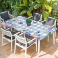 thumbnail image 2 of Watercolor Flowers Table Cloths for 3 Foot Rectangle Tables, Spring Floral Butterflies Blue Plaid Patio Waterproof Elastic Fitted Tablecloths, Washable Rectangular Table Cover for Camping, 2 of 8