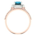 thumbnail image 4 of 1.58 ct Brilliant Round Cut Turquoise 18K Rose/White Gold Halo Solitaire with Accents Engagement Bridal Wedding Ring Band Set size 7, 4 of 7
