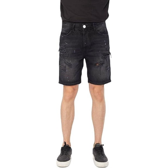 Men's Dyed Ripped Jean Shorts Black
