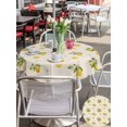 thumbnail image 5 of Outdoor Tablecloth with Umbrella Hole for Patio/Picnic/Party/Camping, Cute Lemon Summer Waterproof Table Cloth Round Cover Washable, Farmhouse Floral Retro Linen Texture (Dia 60"), 5 of 8