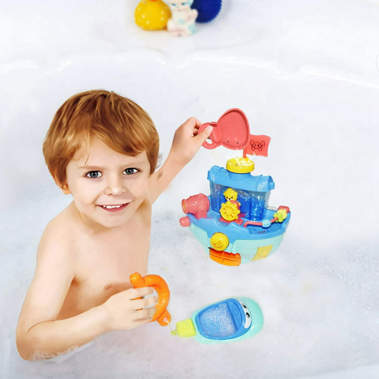 Fun Little Toys Wall Mountable Pirate Ship Bathtub Bath Toy,Birthday,Xmas Gifts for Kids, Pink