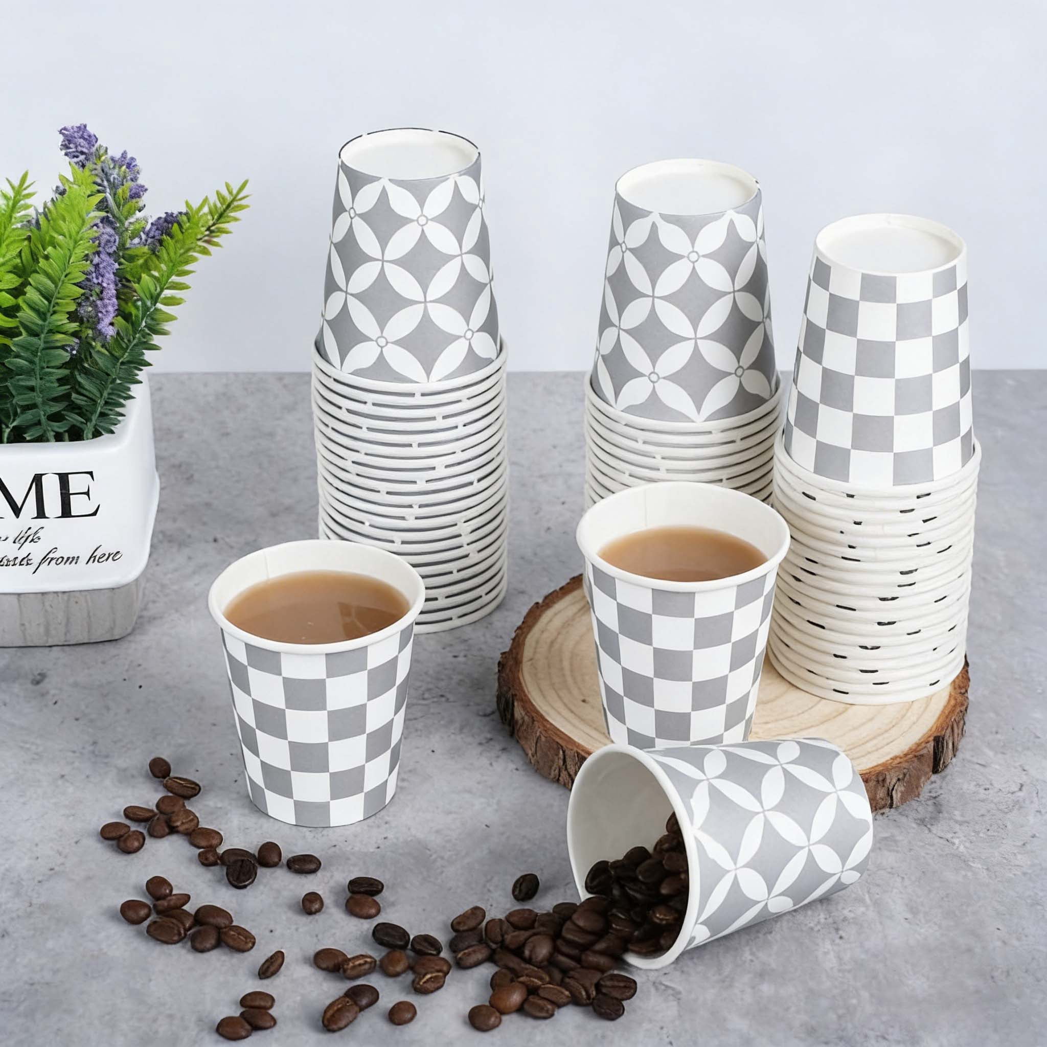 Lamosi Disposable Paper Cups Gray Small 5 oz Cups, 300 Count
