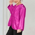 thumbnail image 5 of Vmvidoty Girls Shiny Party Long Sleeve Lightweight Zipper Metallic Jacket Hot Pink 9-10 Years, 5 of 6
