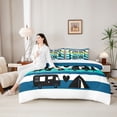 thumbnail image 4 of Erosebridal Teenshappy Camping Car Bedding Comforter Set 7-Piece,Girls Boys Green Teal Stripes King Bedding Sets,Luxury Bedroom Decor, 4 of 6
