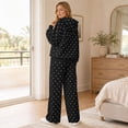 thumbnail image 5 of Polka Dot Set Women Oversized Hoodie and Wide Leg Sweatpants Comfy and Cozy Fleece Sweatsuits Large Kangaroo Pocket 2 Piece Sweat Set For Streetwear Airport Daily Home Wear, 5 of 7
