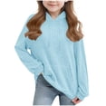 thumbnail image 2 of XQYLOS Girls Lightweight Ribbed Knit Sweatshirt Long Sleeve Pullover with Pocket Fall Fashion Clothes Soft Comfortable Casual Kids Tops, 2 of 7