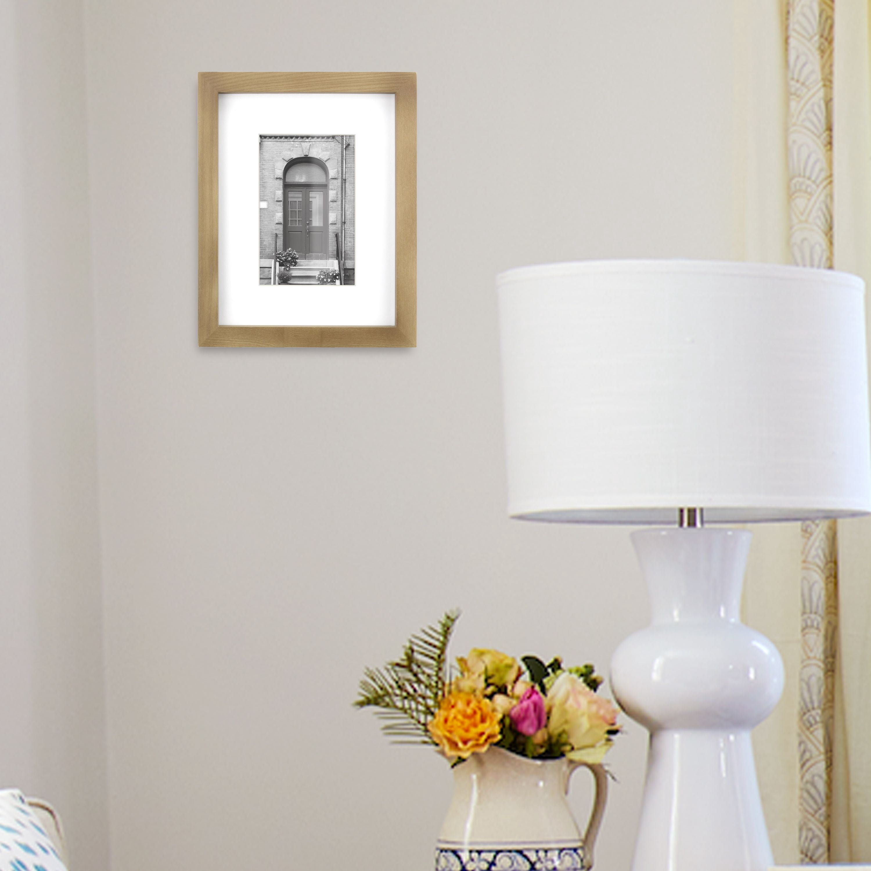Better Homes & Gardens 7x9 Matted to 4x6 Gallery Tabletop Picture Frame, Natural Wood, Non Glare