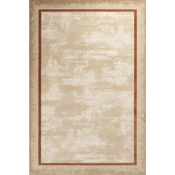Beige Framed Area Rugs for Living Room Washable Rugs Boho Moroccan Area Rug Soft Neutral Geometric Bohemian Carpet Distressed Indoor Rug for Bedroom Dining Room Office Foldable Nonslip Rug