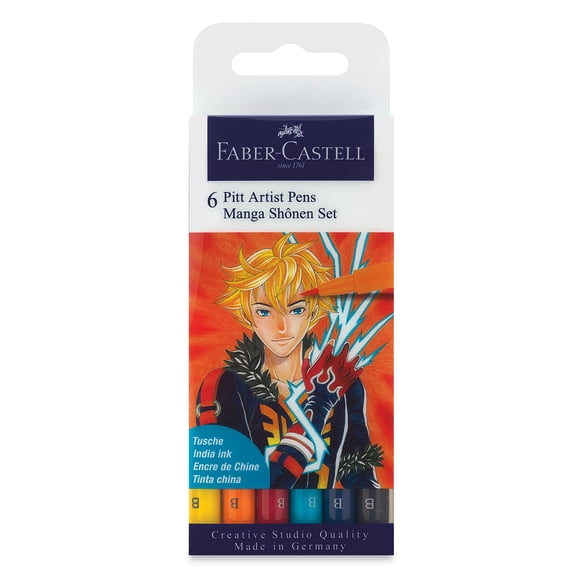Faber-Castell Pitt Artist Pens Manga Set - Shonen, Set of 6