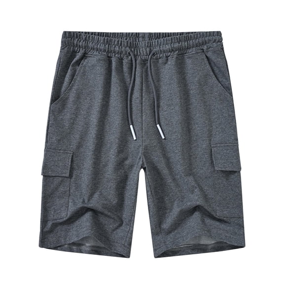 Muvtei Men's Casual Cargo Shorts Classic Relaxed Drawstring Stretch Elastic Waist Beach Shorts with 5 Pockets DarkGrey-34