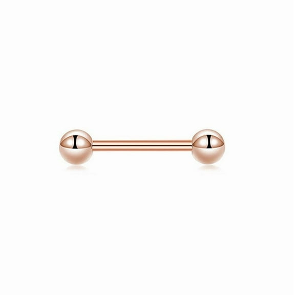 XmhyTop-A 2Pcs Barbells Piercing Jewelry Rose Gold Tongue Rings, Bridge Piercing Straight Barbells, Size 0.16*1.4*0.5cm, Safe for Daily Wear
