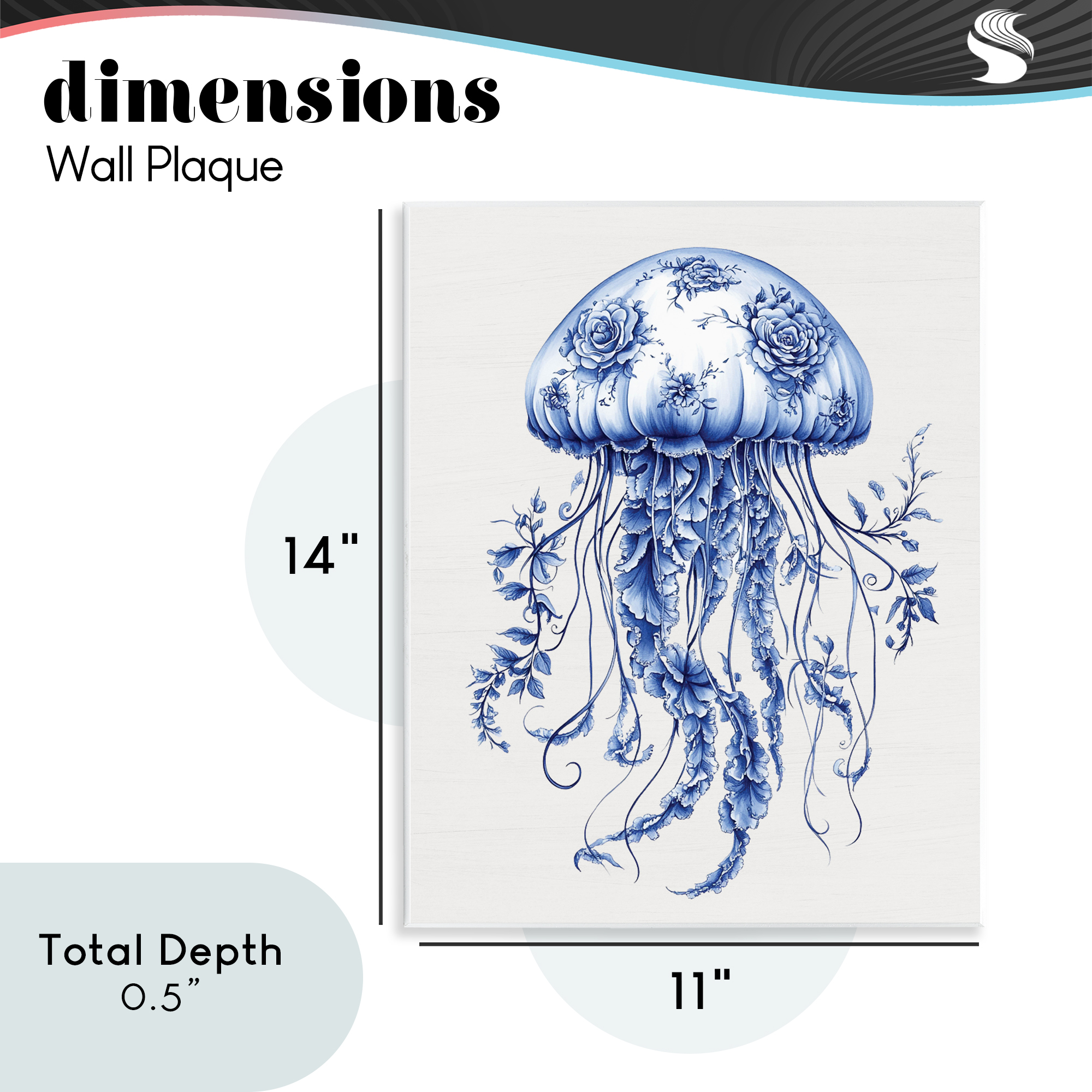 Funky Toile Jellyfish Wall Plaque Art, design by Lettered and Lined