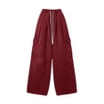 thumbnail image 3 of Delayuji Baggy Cargo Pants For Women Wide Leg Pants High Waisted Elastic Casual Pants Spring, 3 of 4