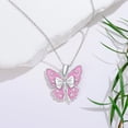 thumbnail image 3 of Diamond Pink Butterfly Necklace for Women 925 Sterling Silver Butterfly Pendant Necklace Butterfly Jewelry Birthday for Mom Wife Girlfriend Daughter Her, 3 of 5
