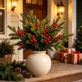 thumbnail image 7 of Gleefy Artificial Red Berry Christmas Branch, Faux Winter Branch Bunch for Vase, Table Centerpiece, Mantel, Indoor Home Decor, 7 of 7