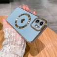 thumbnail image 2 of for iPhone 12 Case Compatible with MagSafe, Luxury Love Heart Soft Phone Case, Full Camera Lens Protection Magnetic Case for iPhone 12 for Women Girls (6.1") - Light Blue, 2 of 10