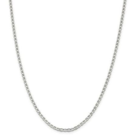 925 Sterling Silver 3.1mm Flat Anchor Mariner Chain Necklace - with Secure Lobster Lock Clasp 24"