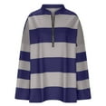 thumbnail image 3 of EINCcm Oversized Womens Sweaters Fall 2024 Stripe Color Block Half Zip V Neck Sweater Long Sleeve Tops, 3 of 6