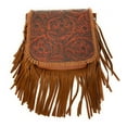 thumbnail image 3 of Western Genuine Leather Floral Tooled Fringe Womens Crossbody Bag, 3 of 4