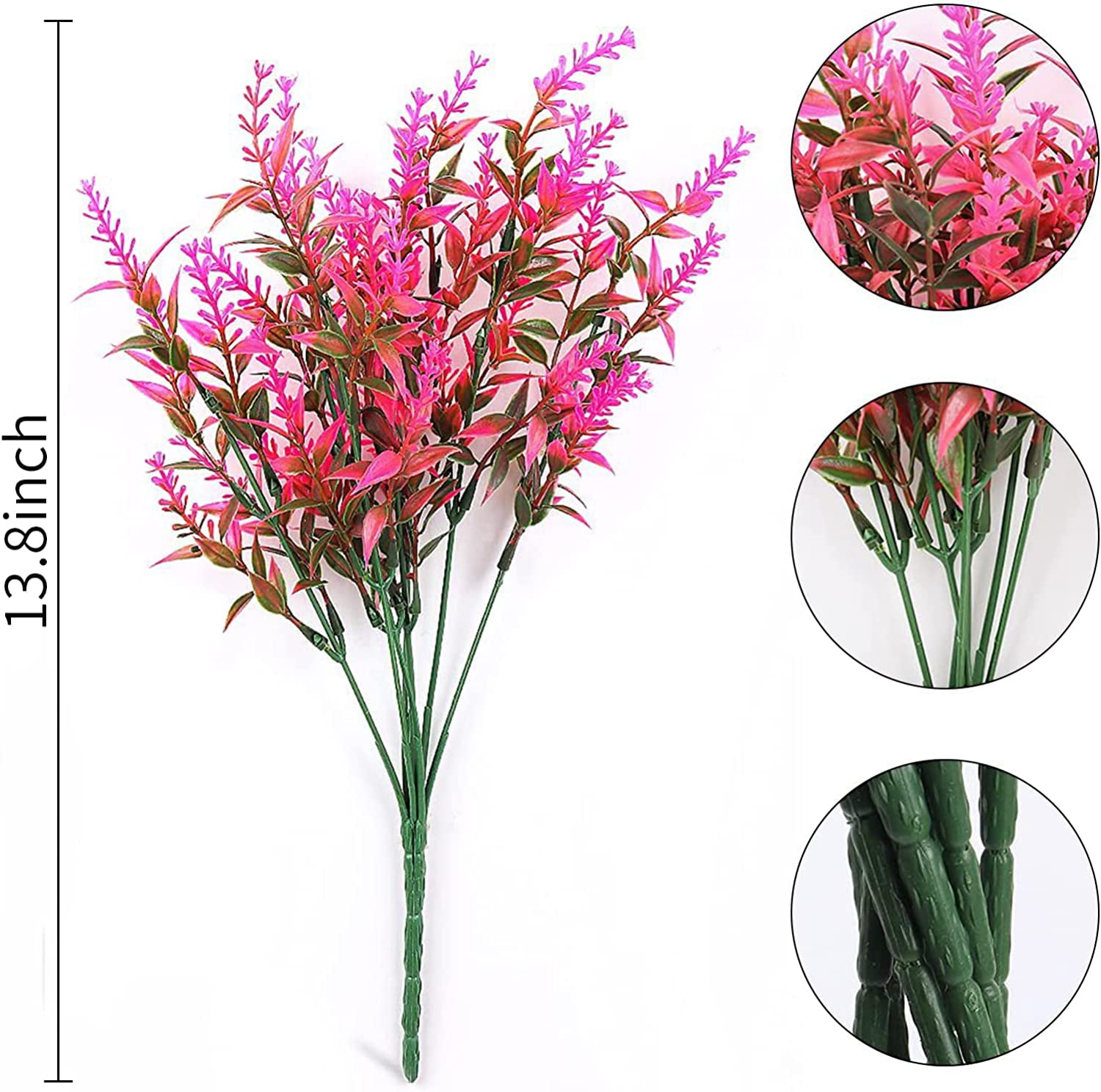 Morttic 8 Bundles Artificial Lavender Plants Outdoor for Home Decoration, Fake Flowers Plastic for Wedding Kitchen Garden Window Box Porch Office Indoor Decor