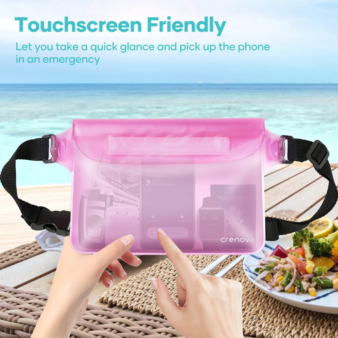 Waterproof Fanny Packs for Women, Sandproof Dry Bag for Beach, Water proof Pouch for Phone Passport Purse, Floating Waterproof Bags for Cruise Travel Water Park Boating Fishing Diving Surfing Kay
