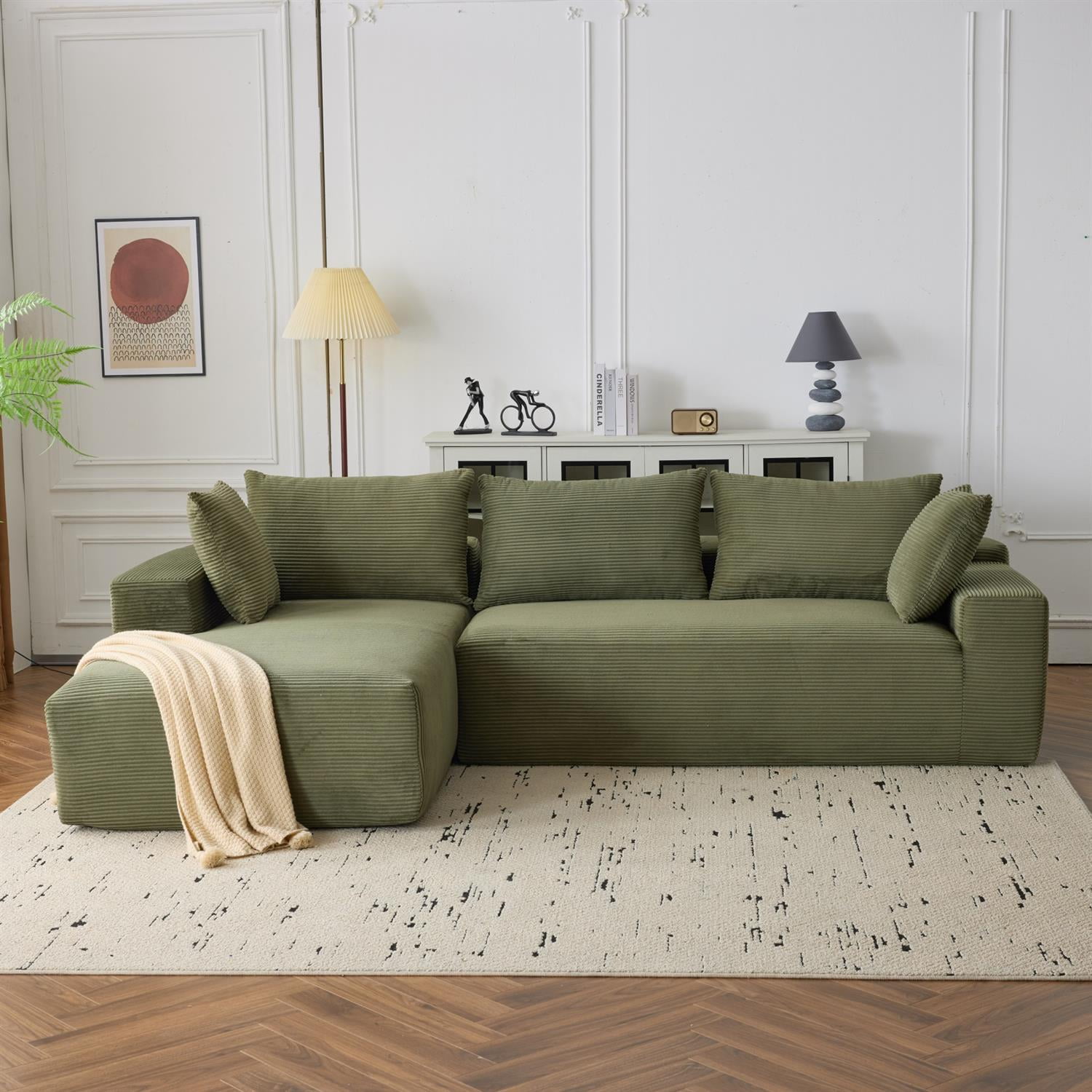Demi Bonn 108"x68" Extra-Deep Modular Cloud Sofa - 4-Person Chenille Sleeper Couch for Living Room Furniture, No Assembly Needed, Green