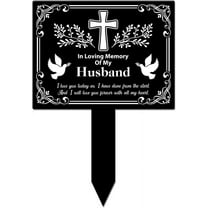 Rectangle Shaped Dove Garden Stake Memorial Remembrance Plaque Stake for Husband Acrylic Waterproof Sympathy Garden Stakes for Yard Grave Cemetery