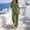 Green, variant on Women's Casual Linen Cap Sleeve V-Neck Top and Wide Leg Pants Summer Two-Piece Set