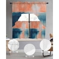thumbnail image 2 of Blue Pink Swag Kitchen Curtains Sets for Windows 24 Inch Length, Minimalism Abstract Gradient Oil Painting Short Window Curtain Panels Swags Valances and Tiers 3 Piece Set for Cafe/Dining Room, 2 of 5