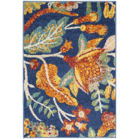 Nourison Allur Botanical Indoor Area Rug Navy Multicolor 2' x 3'
