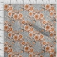 thumbnail image 3 of oneOone Viscose Jersey Light Peach Fabric Leaves & Rose Floral Diy Clothing Quilting Fabric Print Fabric By Yard 60 Inch Wide, 3 of 5