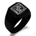 thumbnail image 1 of Stainless Steel Letter D Initial Floral Box Monogram Engraved Engraved Square Flat Top Biker Style Polished Signet Ring, 1 of 1